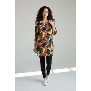 Attitudes by Renee Womens Tunic and leggings Size XS Black Floral Set 2-Pieces